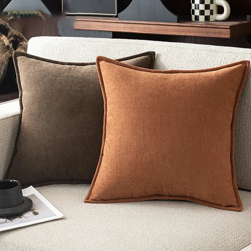 Pack of 2 Chenille Throw Pillow Covers with Elegant Design for Sofa Bed Living Room Home Decor