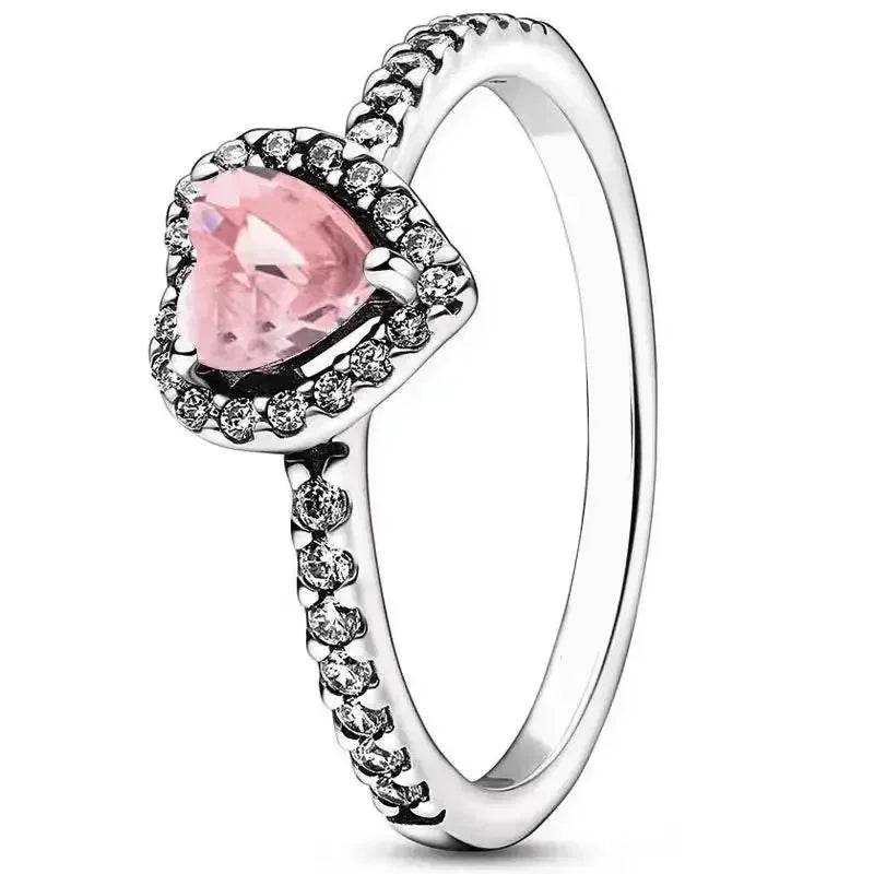Sterling silver exquisite heart-shaped sparkling ring classic jewelry Christmas gift to family