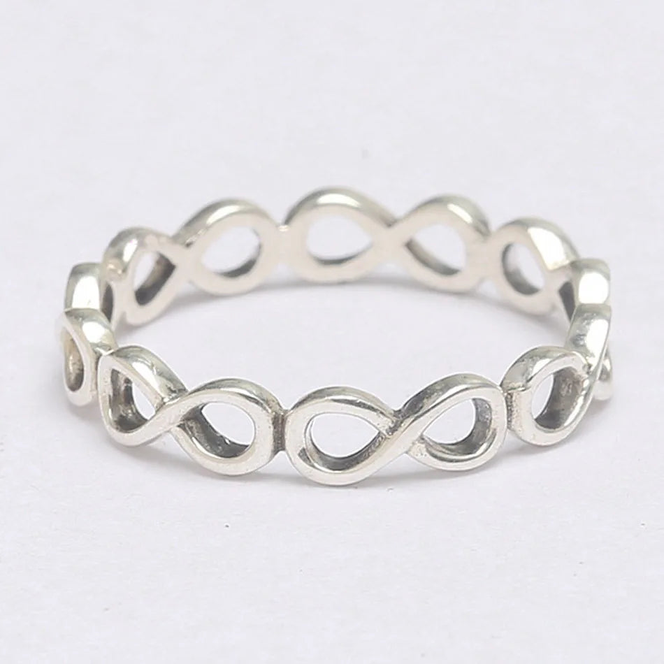 Openwork Infinity Ring For Women Authentic S925 Sterling Silver Lady Jewelry Girl Birthday Gift