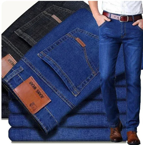 Comfortable Soft Business Fashion Straight Casual Denim Trousers Male Brand Clothing Light Luxury Stretch Slim Fit Pants
