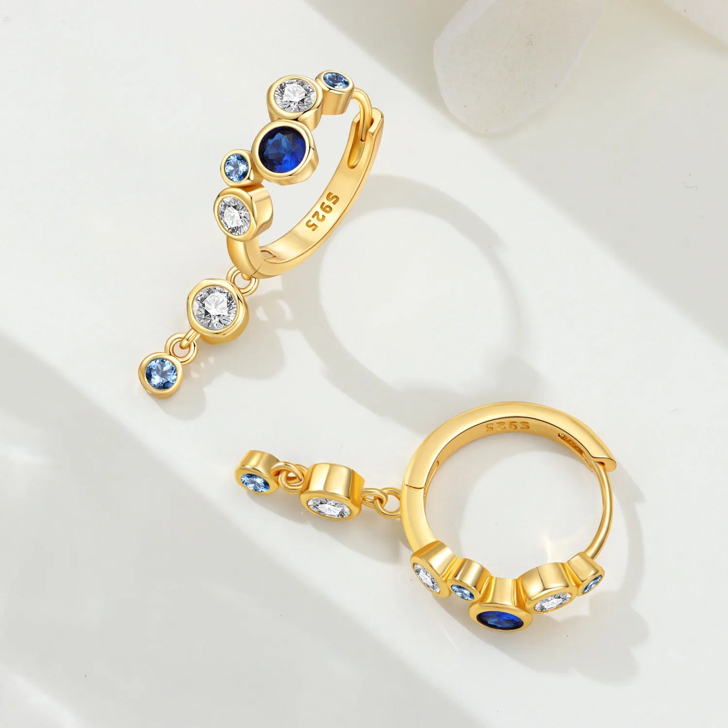 Orstarry 925 Sterling Silver Gradient Blue Bubble Drop Earrings Women Earrings Charm Fashion Versatile Party Jewelry Gifts