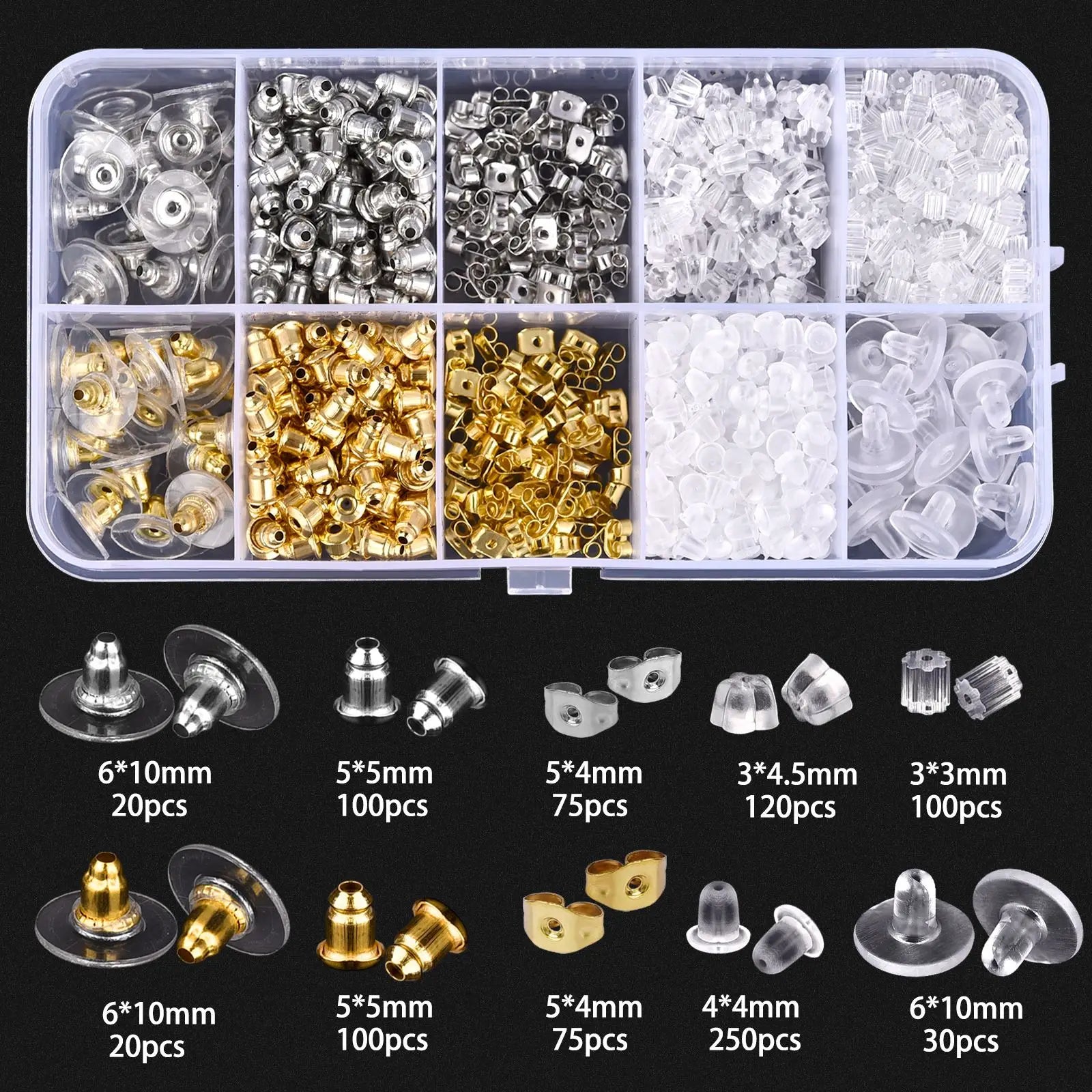 Boxed Soft Silicone Rubber Earring Back Stoppers For Stud Earring DIY Earring Findings Accessories Multi-Style Ear Blockage Sets
