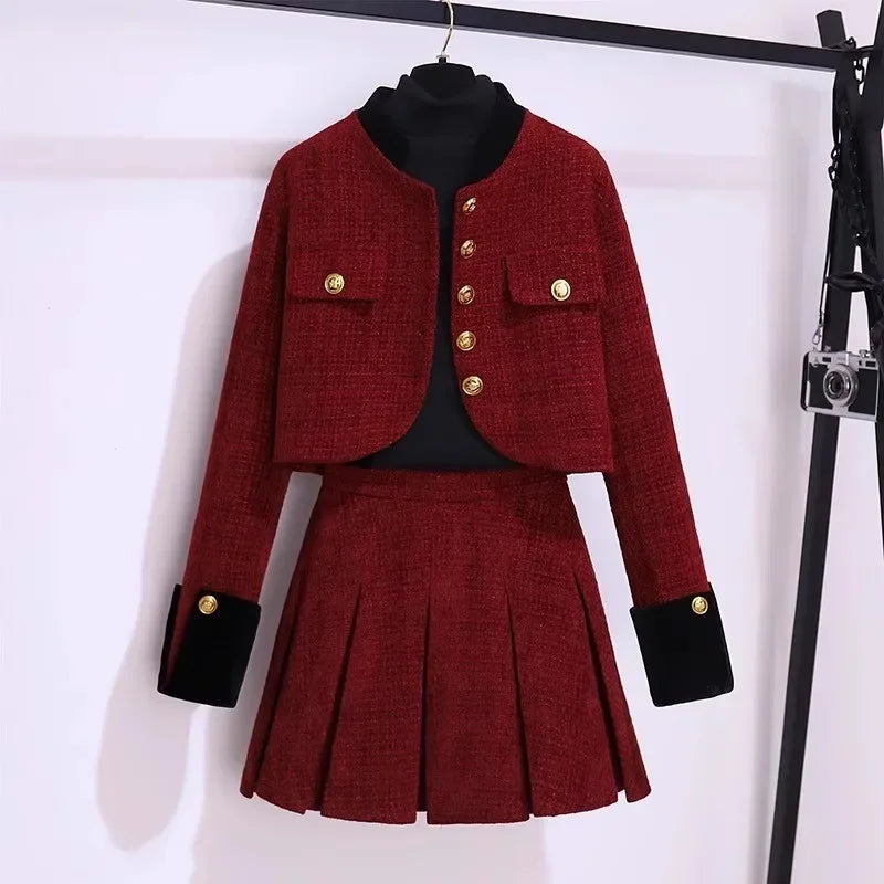 Designer Luxury Tweed Suit Women's 2 Piece Matching Set Fashionable High-End Feel Lightweight Elegant 2-Piece Costume