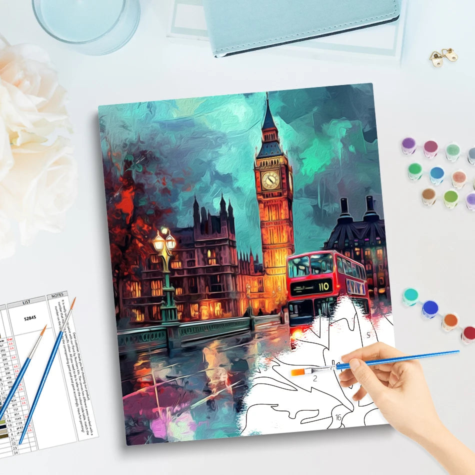 GATYZTORY Painting By Number Adults City night scenery Markers By Numbers Drawing Canvas Acrylic Handiwork Kits Home Decoration