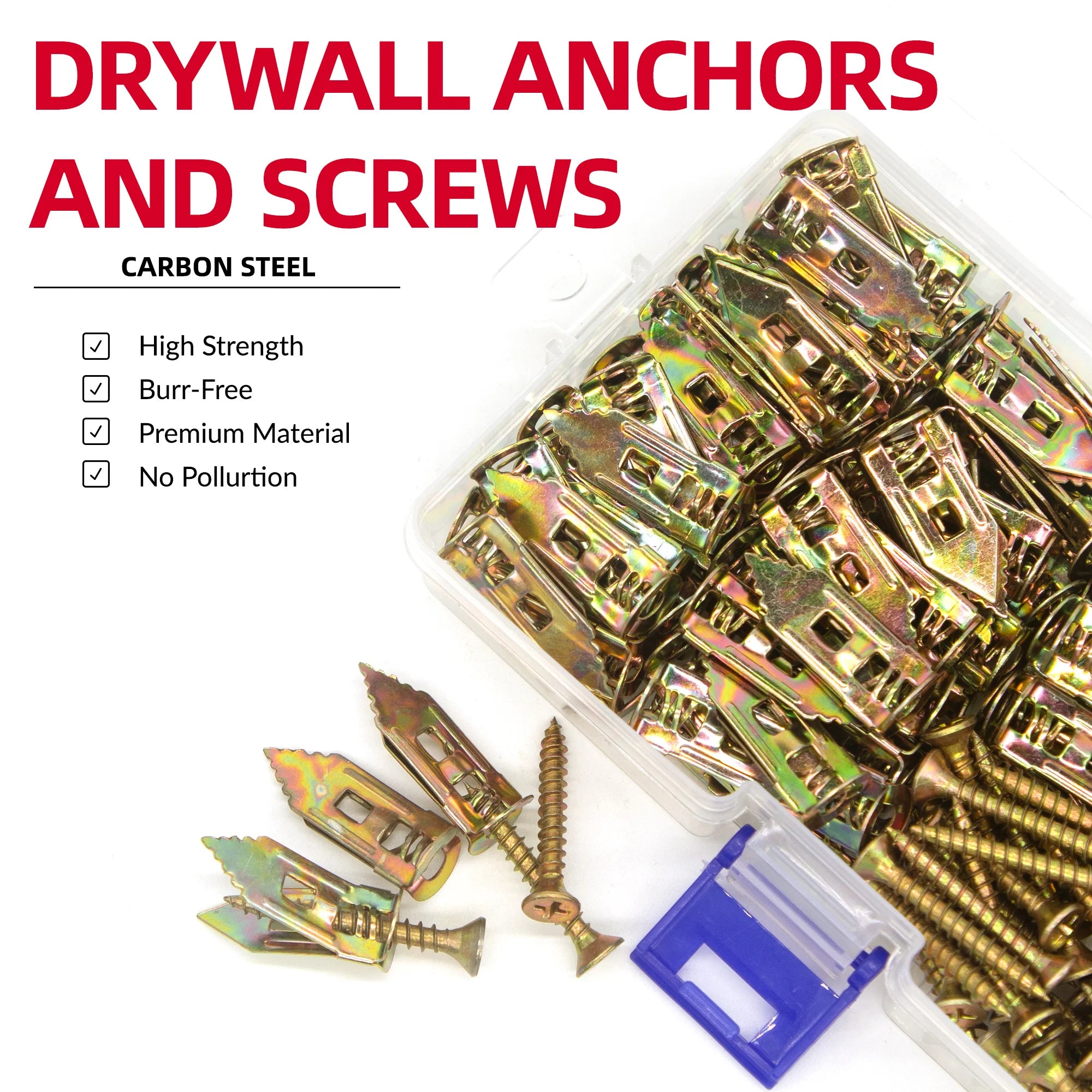 30/60/100set Self Drilling Drywall Anchors with Screws Kit With A 30mm Length High Quality Gypsum Expansion Drywall Anchor Screw