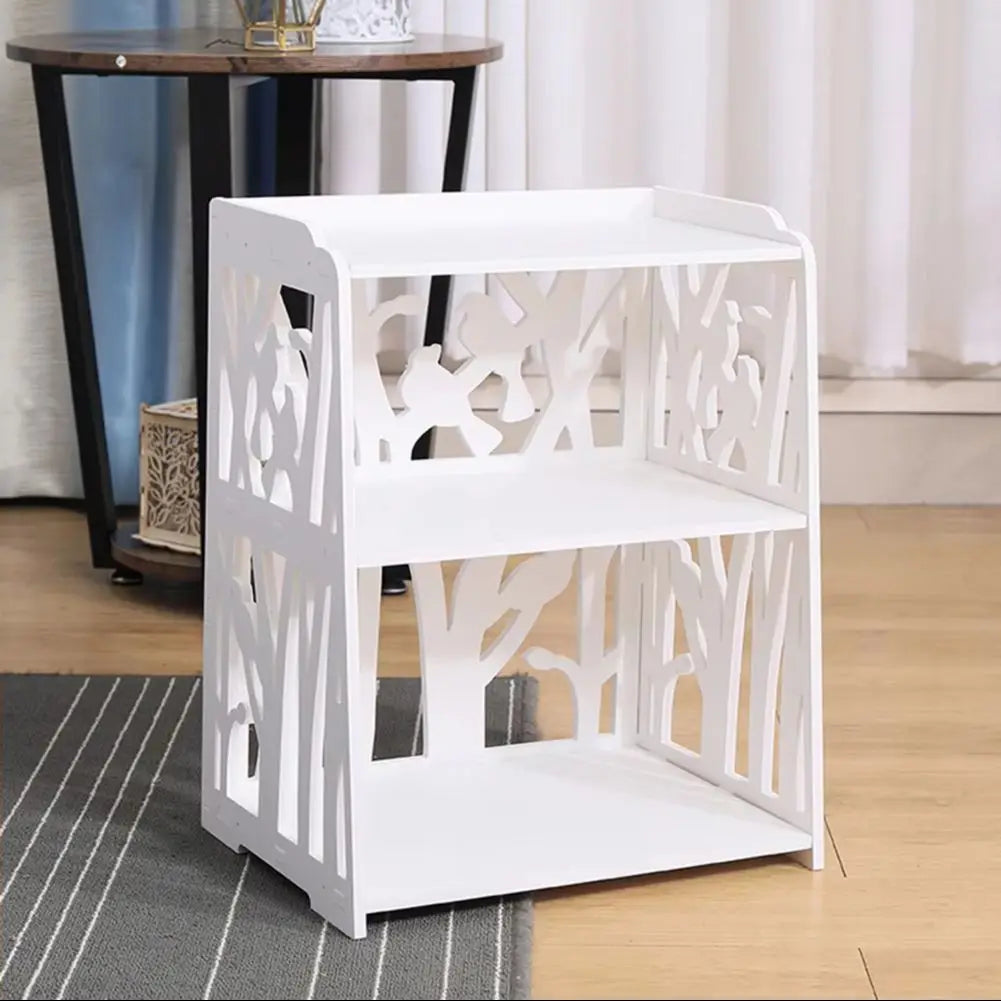 White Wood Nightstand with 2 Storage Shelves for Living Room Home Office, 39cm W x 28cm D x 48cm H
