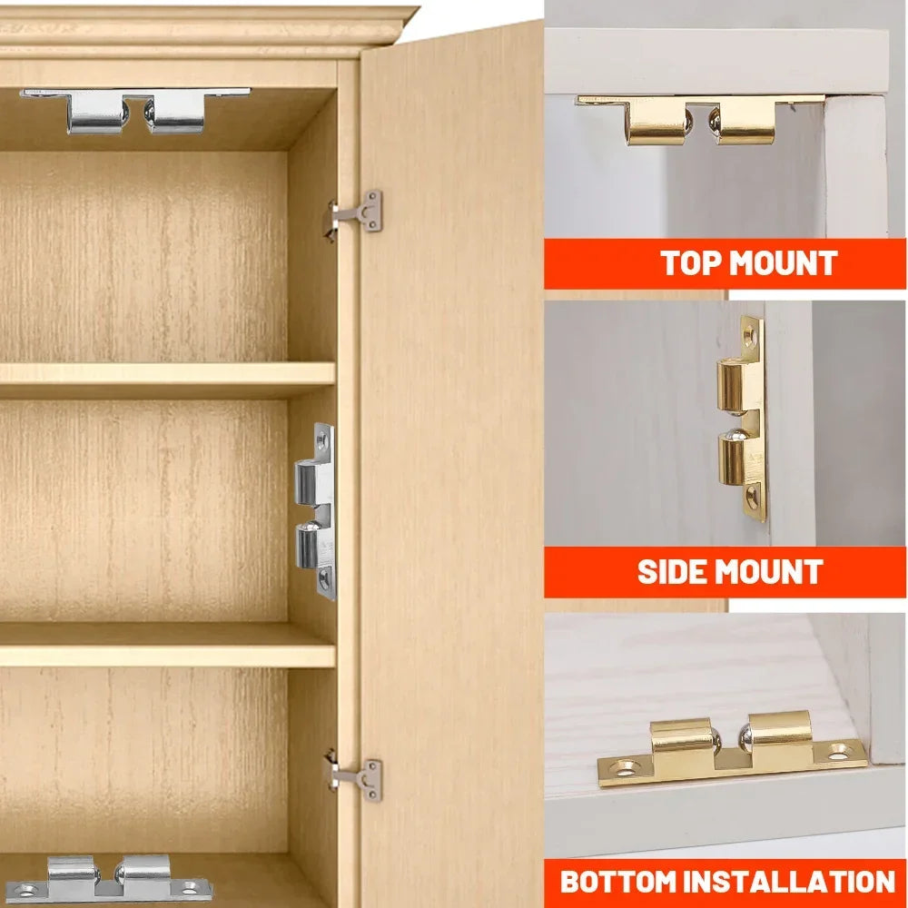 Wholesale Furniture Door Ball Latch Brass Double Roller Spring Ball Catch Latches Cabinet Closet Door Adjustable Tension Latch