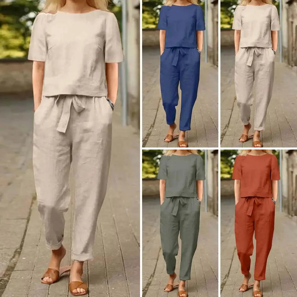 2 piece set Wide-leg Pants Set Stylish Women's Top Pants Adjustable Waist Wide Leg Trousers Chic for Everyday