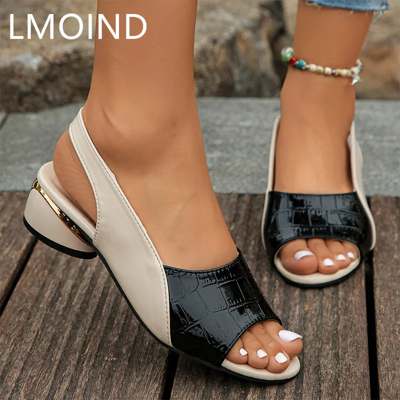 Mid Heels Sandals Fashion Dress Chunky Open Toe Shoes New Casual Designer Pumps Classic Brand Femme Zapatos