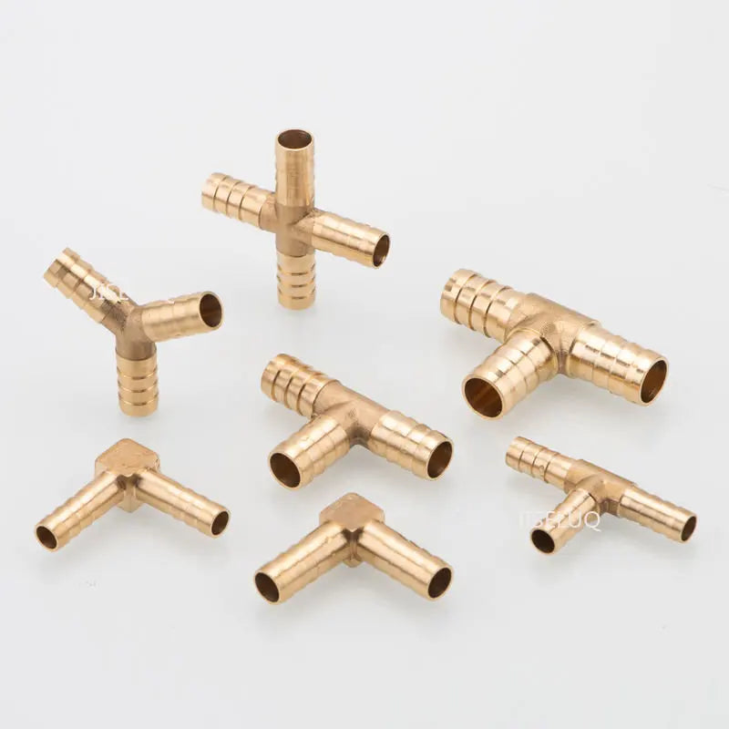 Tee T Type 3 Three Way Brass Pipe Fitting Connector Adapter 4mm 5mm 6mm 8mm 10mm 12mm 16mm 19mm Hose Barb