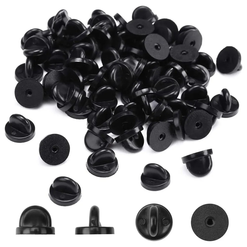 400Pcs/Lot 10x8mm Black Rubber Brooch Pin Back Squeeze Badge Holder Butterfly Clasp Clutch For DIY Jewelry Accessories Badges