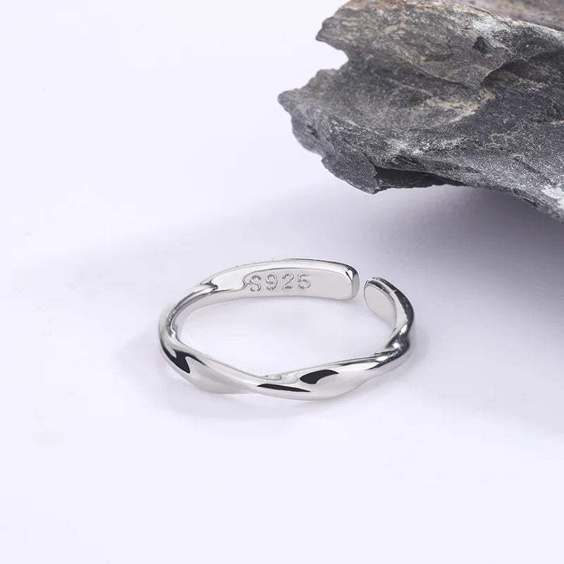 925 Sterling Silver Simple Twisted Wire Rings For Women Wedding Fine Jewelry Gift Wholesale
