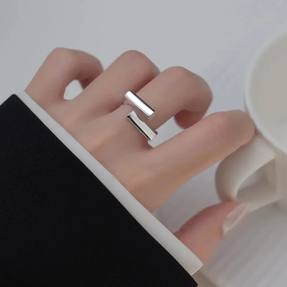 925 Sterling Silver Ring Unique Simple Ring For Women Jewelry Finger Open Vintage Handmade Ring Allergy For Party
