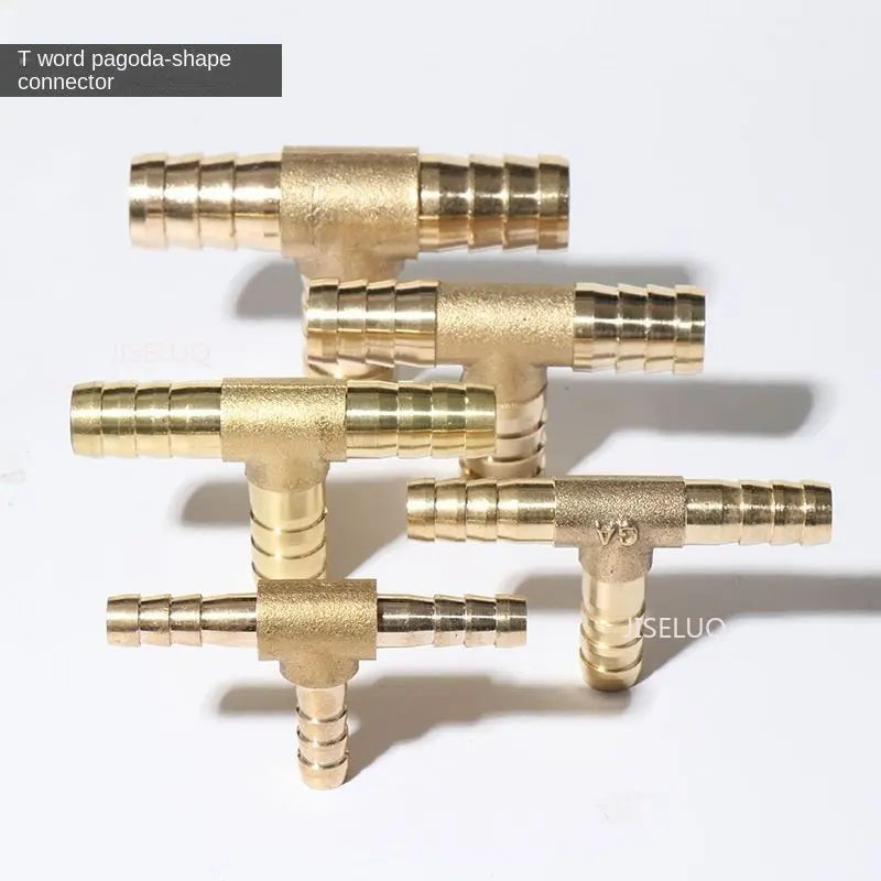 Tee T Type 3 Three Way Brass Pipe Fitting Connector Adapter 4mm 5mm 6mm 8mm 10mm 12mm 16mm 19mm Hose Barb