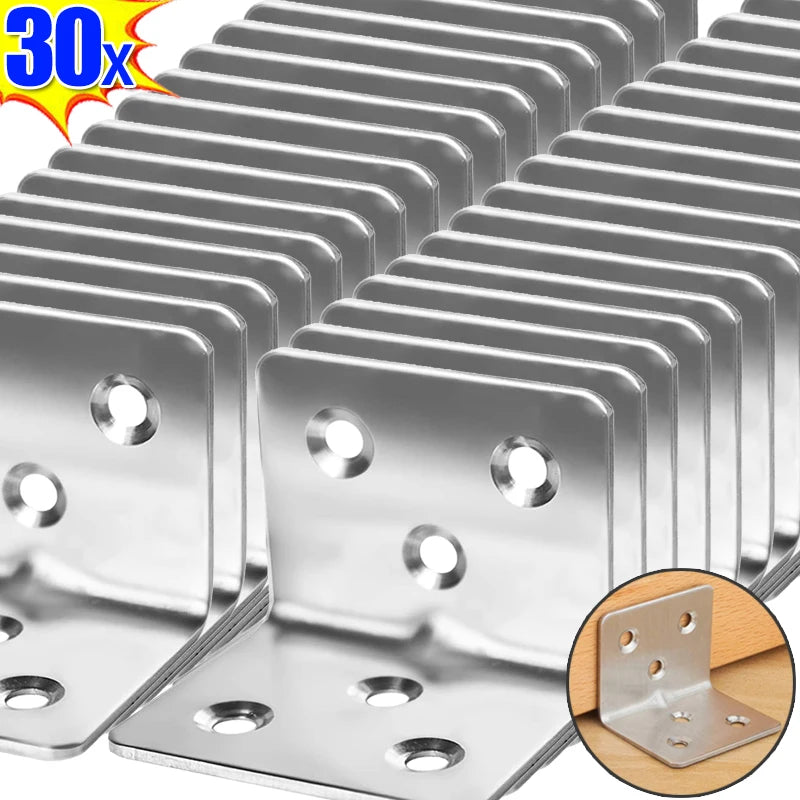 Stainless Steel Corner Bracket 90° Right Angle Fixed Bracket for Wood Furniture Bedframe Cabinet L Shaped Brackets Angle Brace