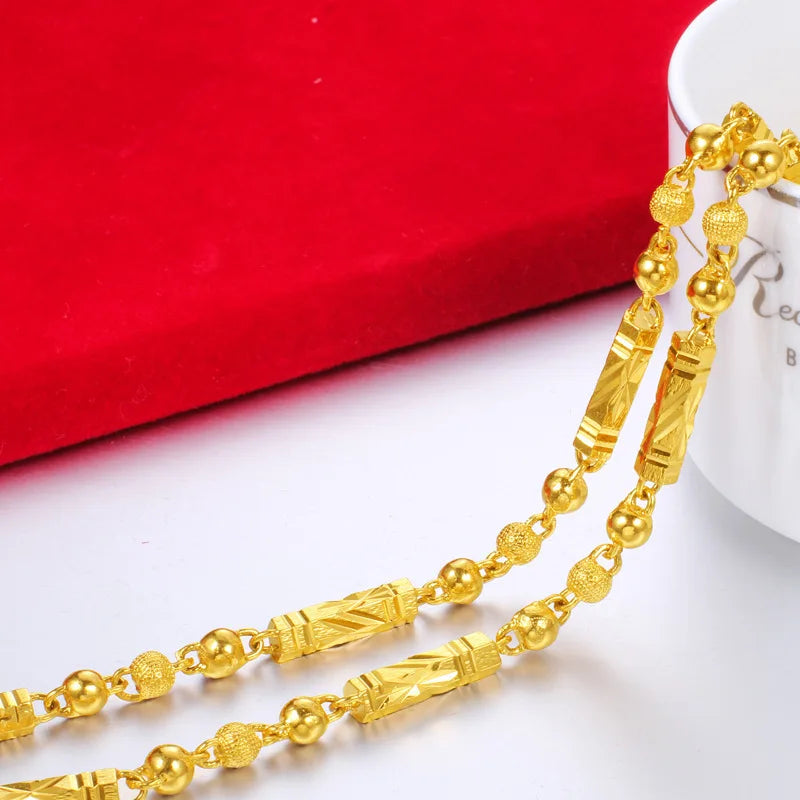 plated 18K Gold Necklace Hexagonal Buddha Bamboo Chain Exquisite Jewelry Clavicle Necklace Birthday Gift