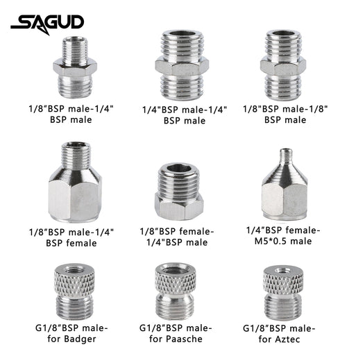 1-9PCS/Set Airbrush Adaptor Fitting Accessories Replacement Kit Coupling Connector Tool For Compressor and Air Brush Hose