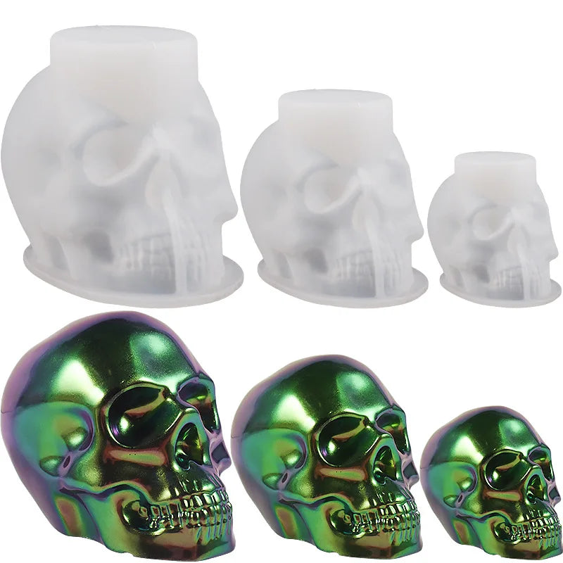 Skeleton Head Ornament Silicone Mold DIY Epoxy Resin Candle Small Skull Head Keychain Pendant Halloween Handicraft Handmade