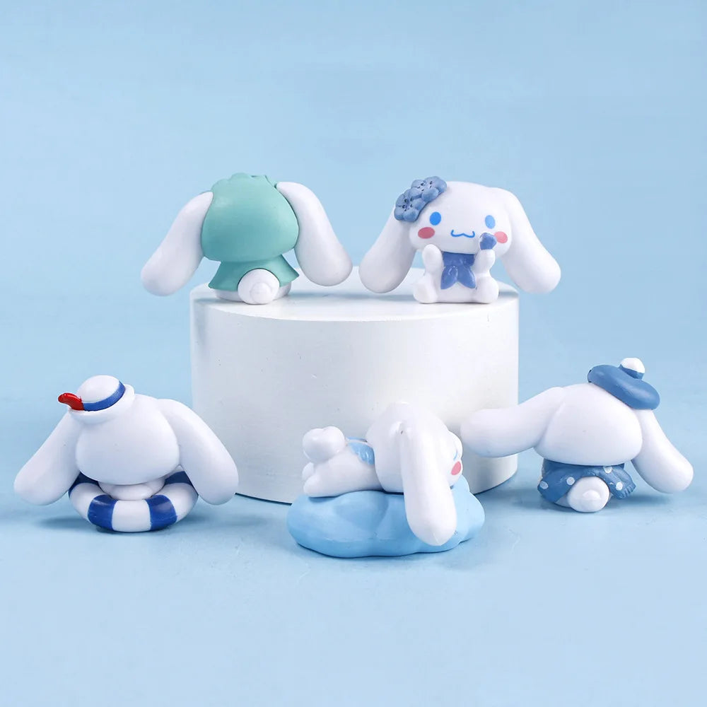 New 5pcs Sanrio Cinnamoroll Toys Action Anime Figures Cinnamoroll Set  Kawaii Tabletop Decoration Room Ornament Kids Gifts