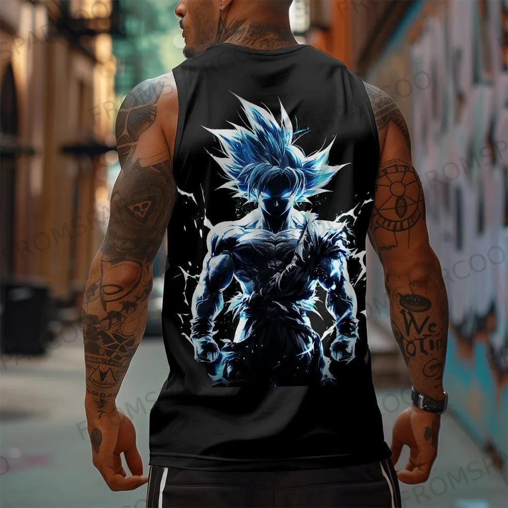 Dragon Ball Goku Anime Printed Pure Cotton Tank Top American Men's and Women's Loose Summer Fashion Sporty Top