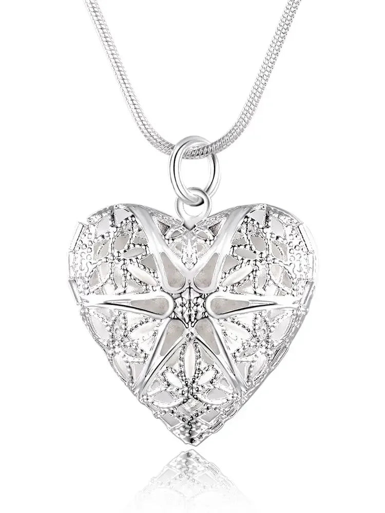 925 Sterling Silver Photo Frame Pendant Necklace 18/20/22/24 Inch Snake Chain For Woman Charm Wedding Fashion Jewelry