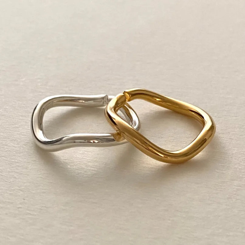 New In 925 Sterling Silver Wave Line Open Rings For Women Versatile Minimalist Elegant Luxury Jewellery Accessories Wholesale