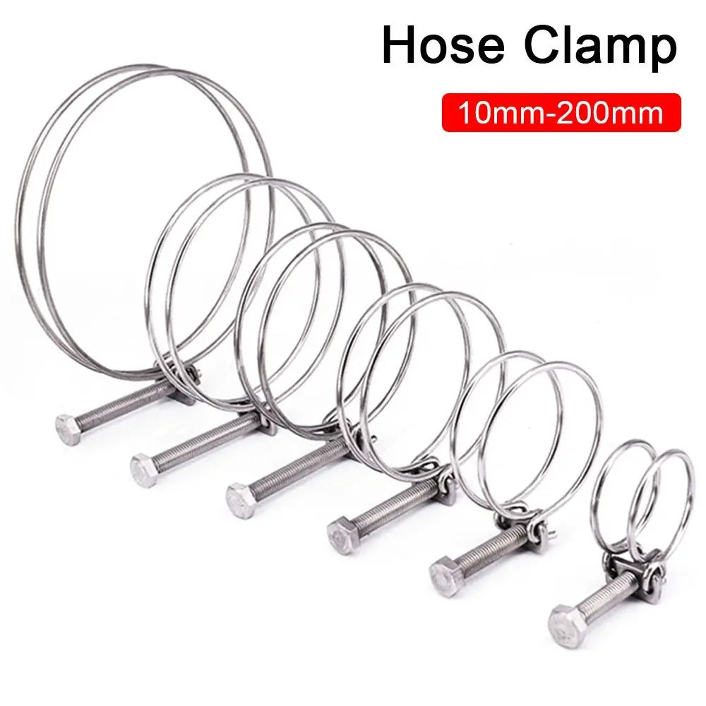 Koi car Hose Clamp Assortment Kit Fixed Pipe Clip Double Wire 304 Stainless Steel Pipe Hoop