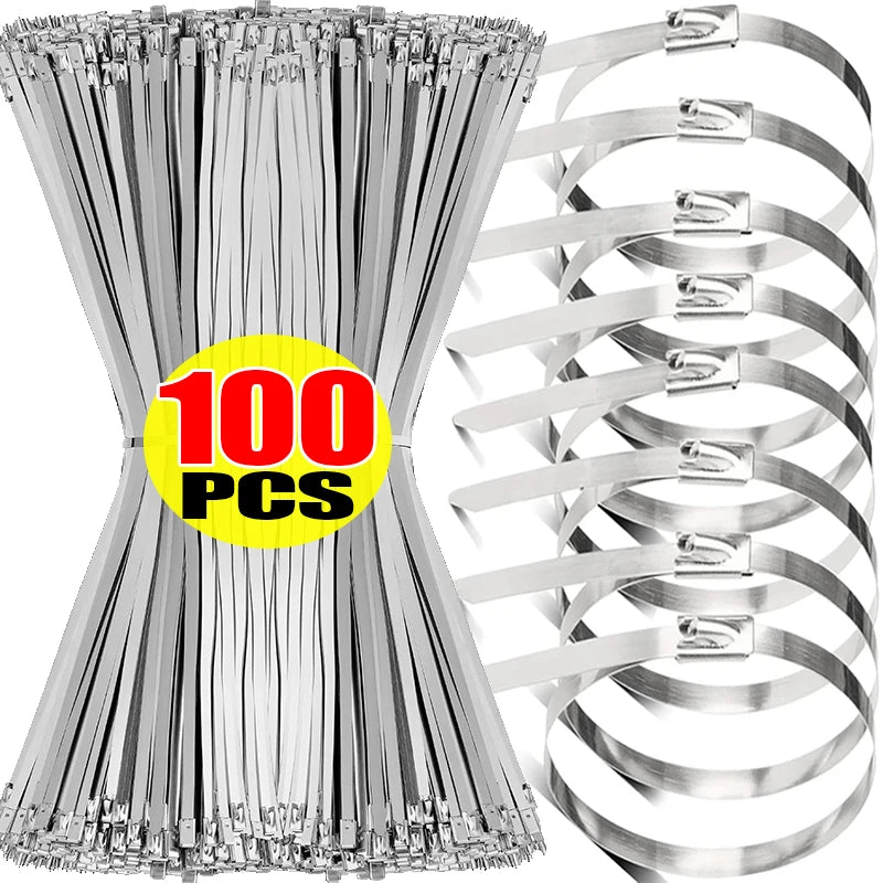 Wholesale Metal Self Locking Cable Ties Reusable Heavy Duty Cables Tie Organizer Multifunction Stainless Steel Zip Tie Fastener