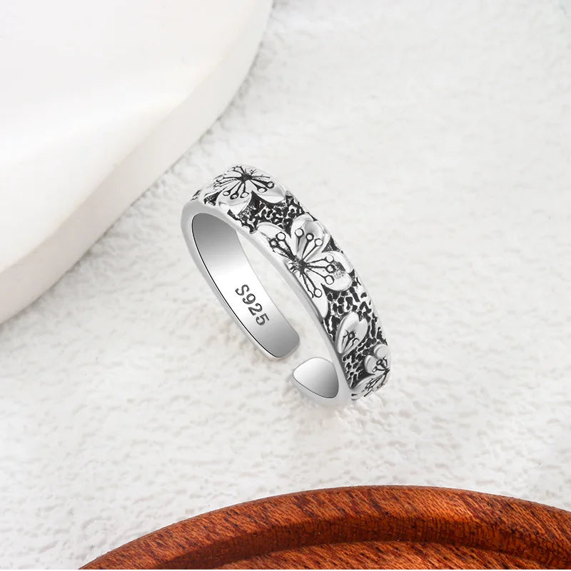 925 Sterling Silver Jewelry Carving Flower Wedding Rings For Women Wholesale Cheap Things  Jewellery