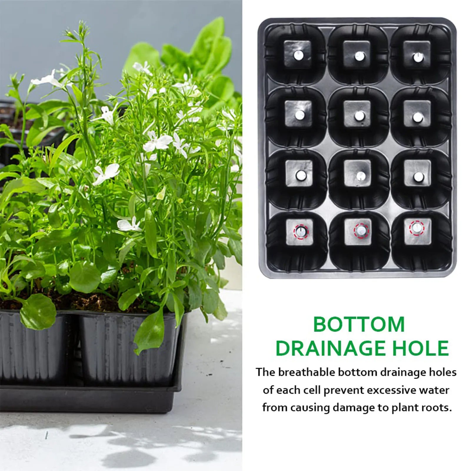 10 trays x 12 Holes Vegetable Seedling Pots Seedling Tray Garden Pots Durable Seed Germination Plant Flower Pots Grow Box For Planting