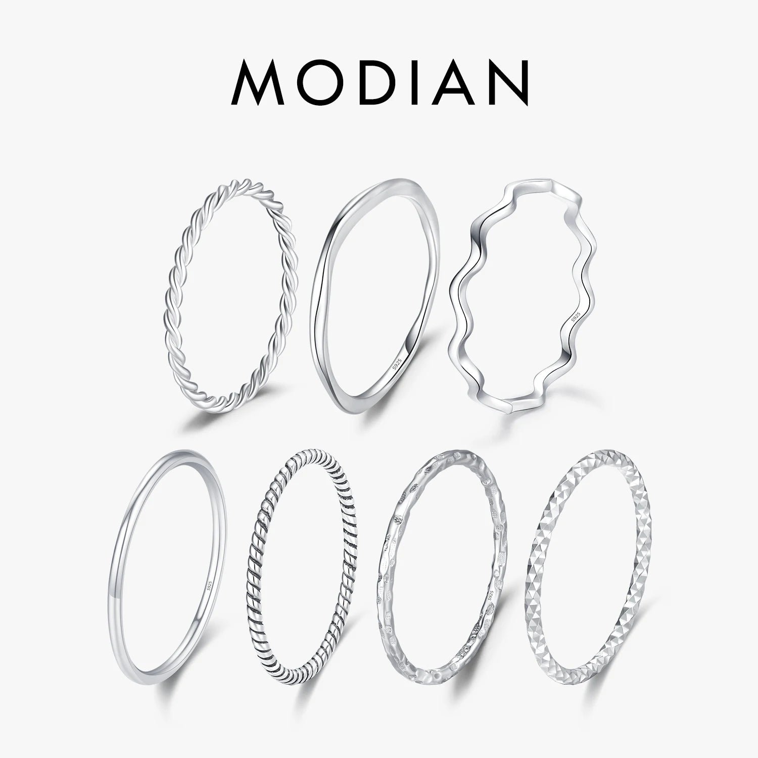 Sterling Silver Simple Stackable Ring Classic Wave Geometric Exquisite Finger Rings For Women Party Jewelry
