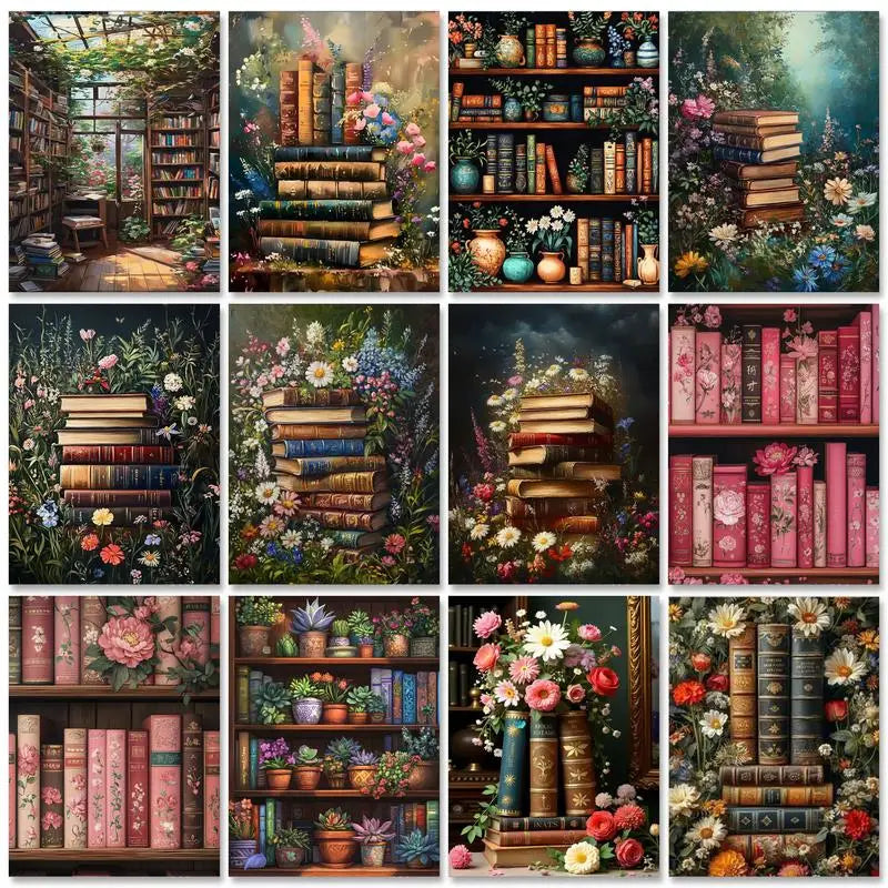 GATYZTORY Diy Painting By Numbers Flower Book Landscape Coloring By Numbers Artwork Diy Gift Paint Kit On Canvas Paint Set