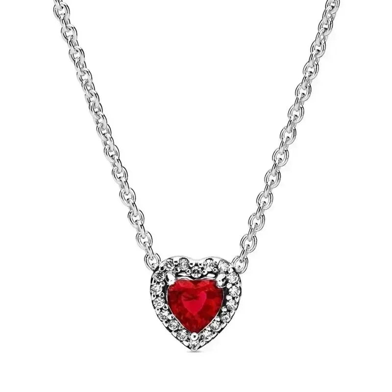 Silver classic heart-shaped snowflake crystal zircon necklace for women exquisite necklace DIY gift
