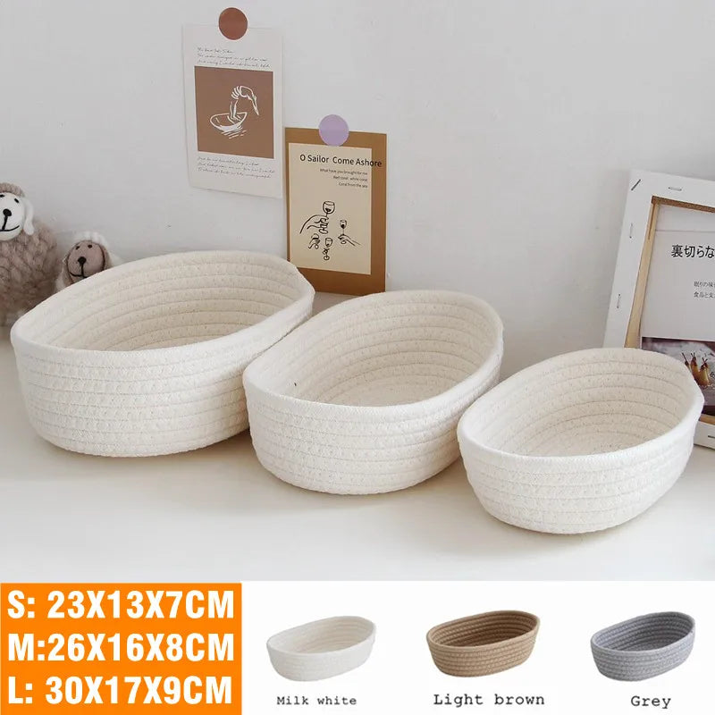 Rope Woven Storage Baskets Organise Box Desktop Sundries Key Cosmetics