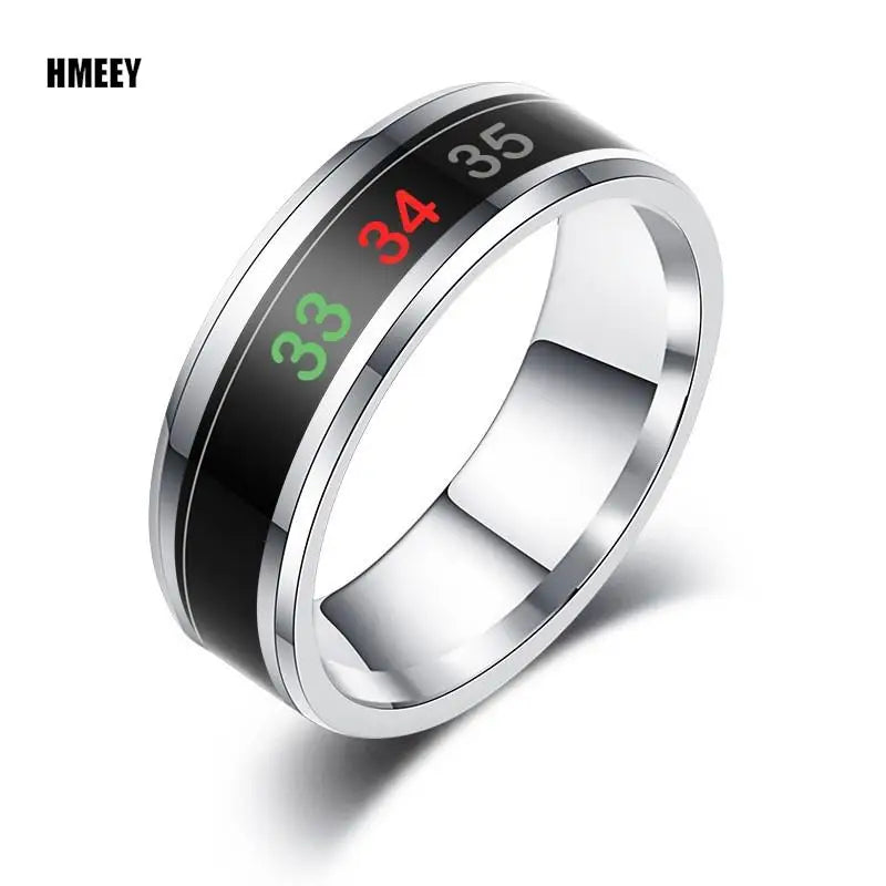 HMEEY Smart Stainless Steel Multifunctional Ring For Couples Mood Changes Color From Waterproof Body Temperature Measuring Ring