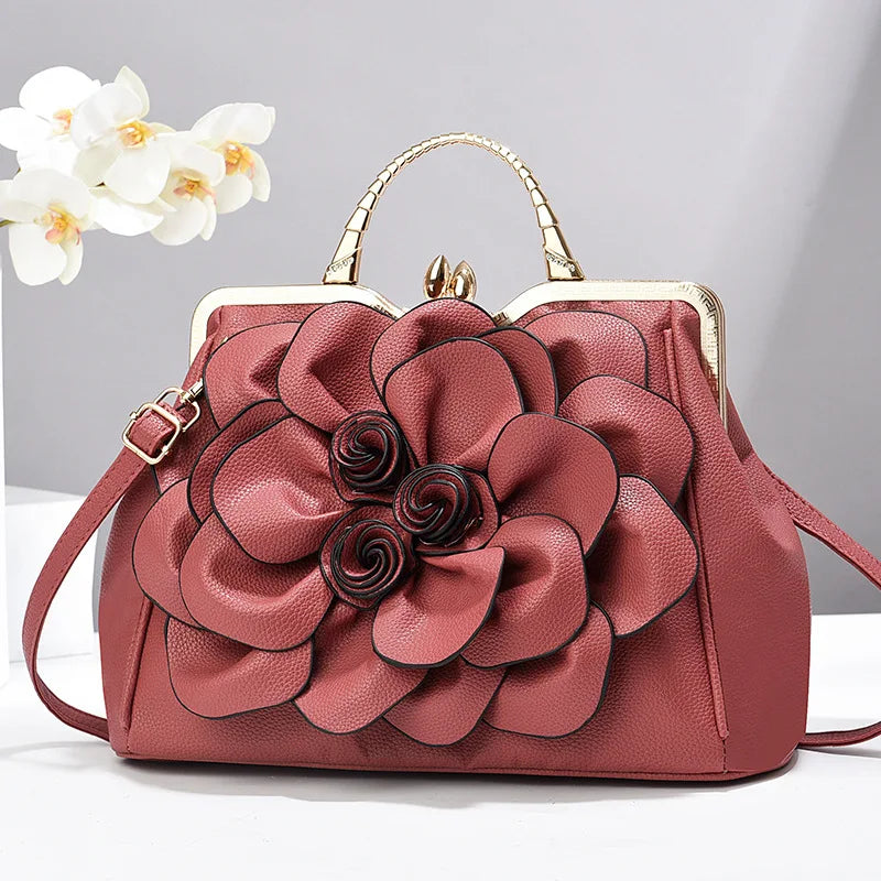 Elegant Fashion Flower Women's Bag Bridal Wedding Atmospheric Handbag Large Capacity Shoulder Crossbody Bag