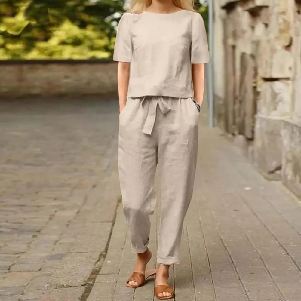 2 piece set Wide-leg Pants Set Stylish Women's Top Pants Adjustable Waist Wide Leg Trousers Chic for Everyday