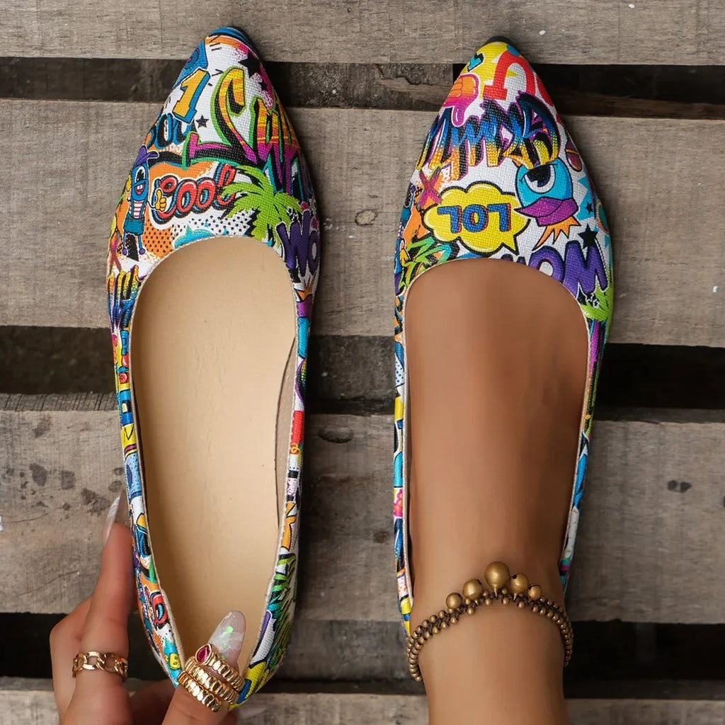 Womens Pointed Toe Beautiful and Fashion Summer Shoes Flat Ballerina Comfortable Casual Women Shoes