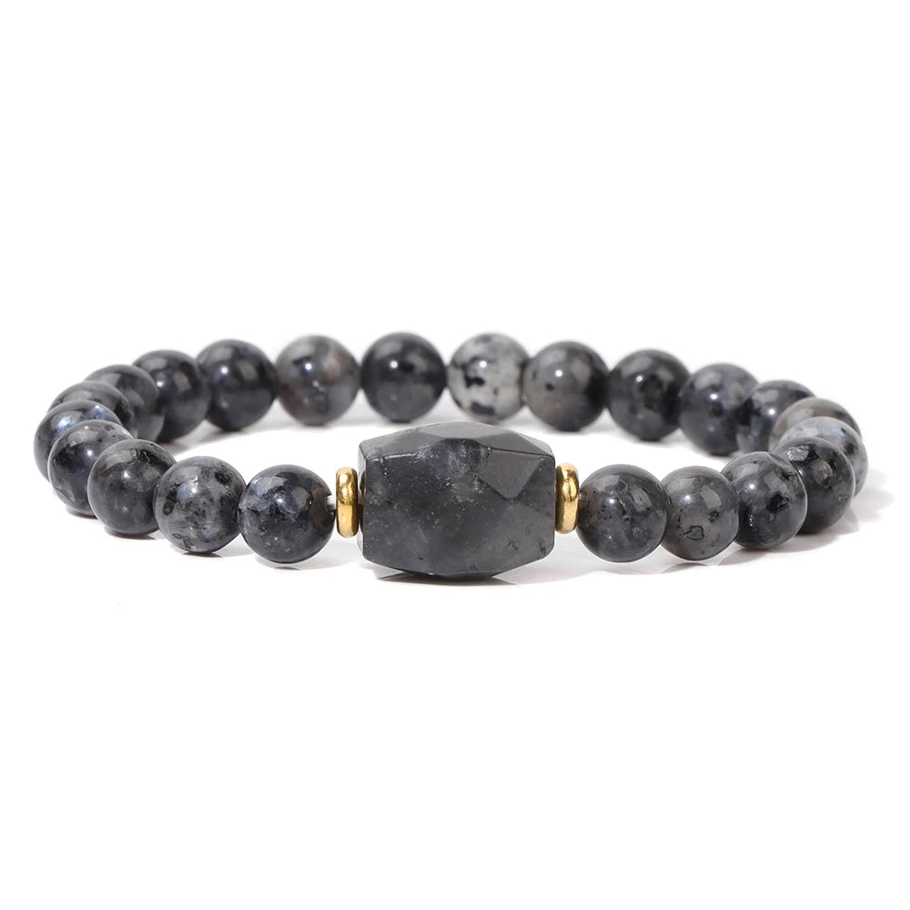Square Amethysts Beads Bracelet For Women Men 8mm Natural Stone Rose Quartzs Citrines Elastic Bracelet Healing Reiki Bangles