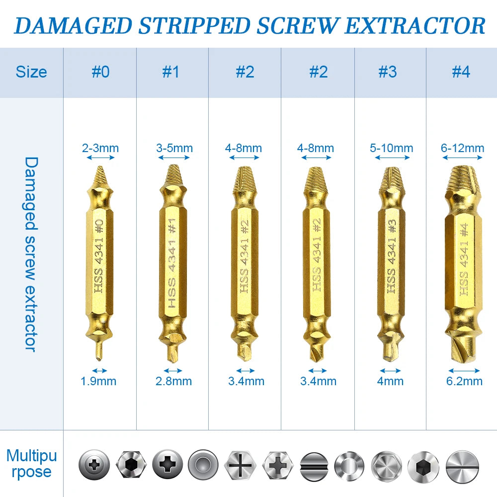 4/5/6pcs Damaged Screw Extractor Drill Bit Extractor Drill Set Broken Speed Out Bolt Extractor Bolt Stud Remover Tool