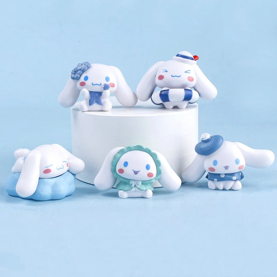 New 5pcs Sanrio Cinnamoroll Toys Action Anime Figures Cinnamoroll Set  Kawaii Tabletop Decoration Room Ornament Kids Gifts