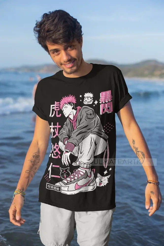 Itadori Yuji T-Shirt Megumi Gojo Satoru Jujutsu Kaisen Anime Manga Soft Tee
