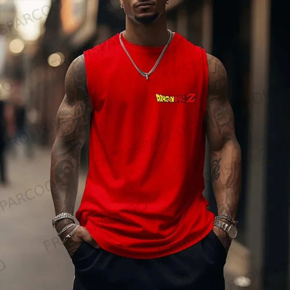 Dragon Ball Goku Anime Printed Pure Cotton Tank Top American Men's and Women's Loose Summer Fashion Sporty Top