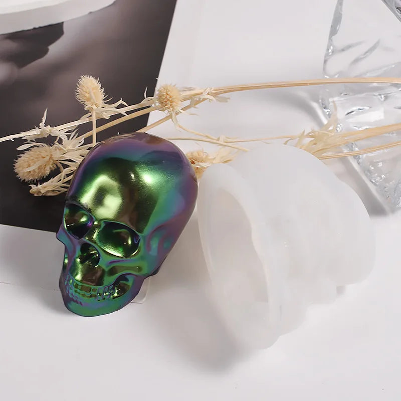Skeleton Head Ornament Silicone Mold DIY Epoxy Resin Candle Small Skull Head Keychain Pendant Halloween Handicraft Handmade