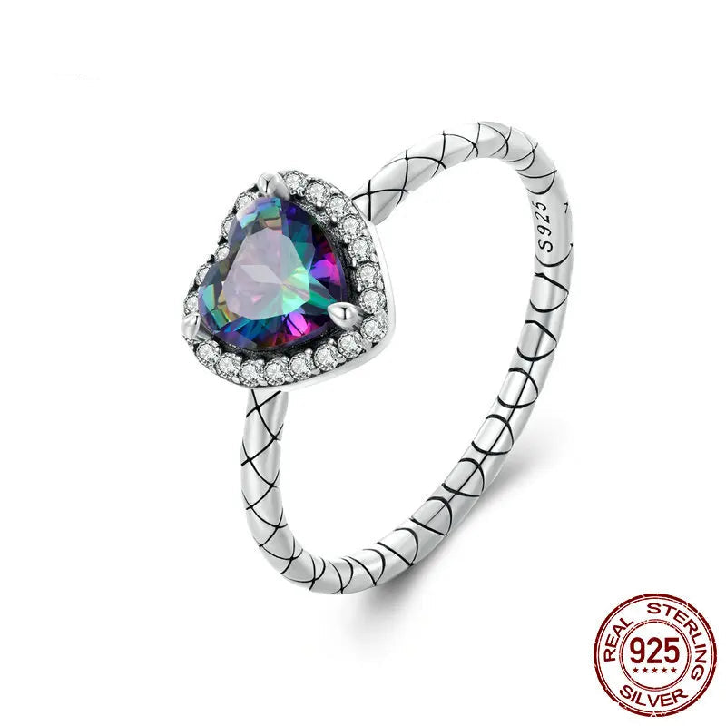Bamoer 925 Sterling Silver Vintage Heart Ring Retro Snake Pattern Adjustable Ring for Women Party Fine Jewelry Gift