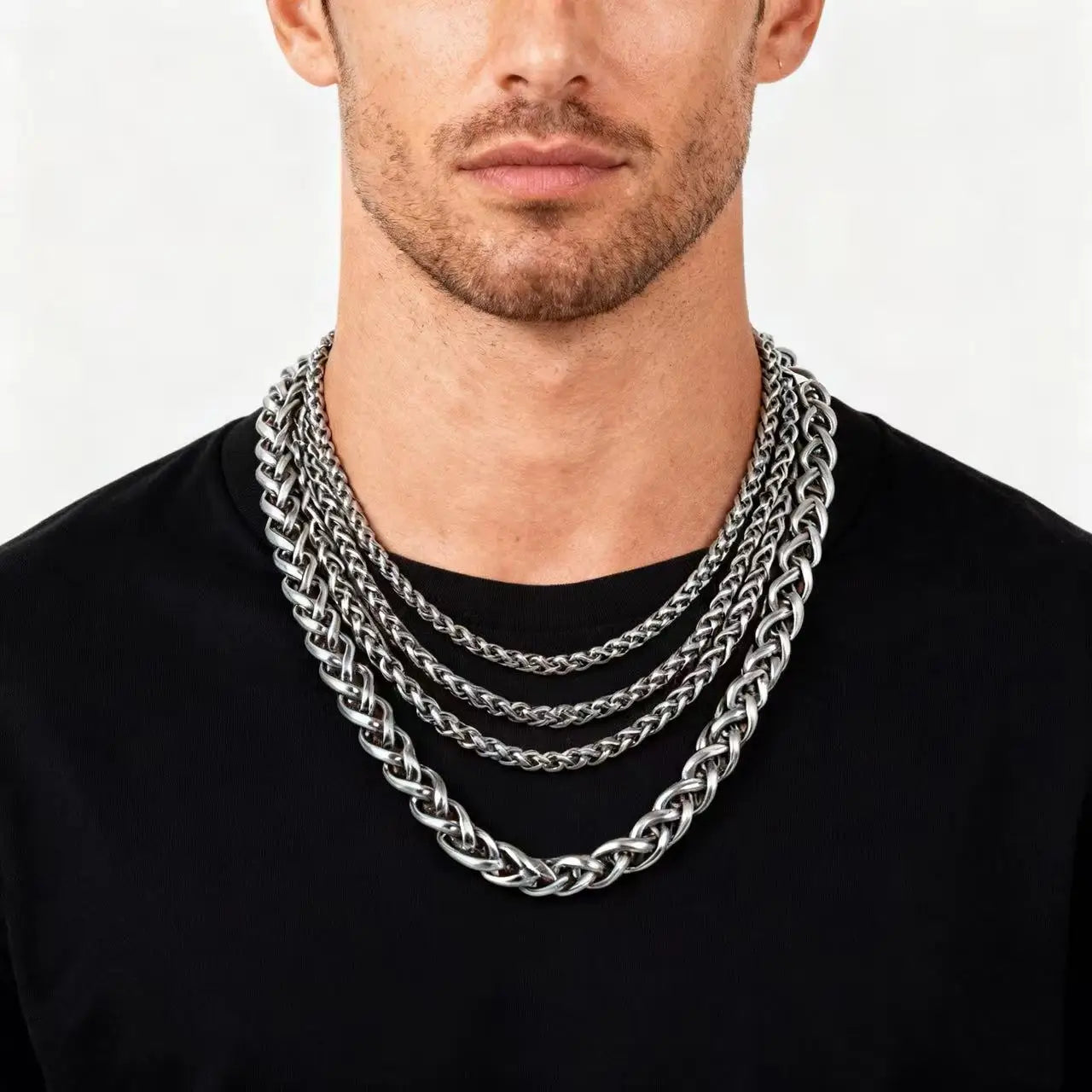 Sterling Silver  TWIST ROPE CHAIN NECKLACE FOR MEN Women HIP HOP PUNK Jewelry Accessories 3/4/5/6/8MM Thick