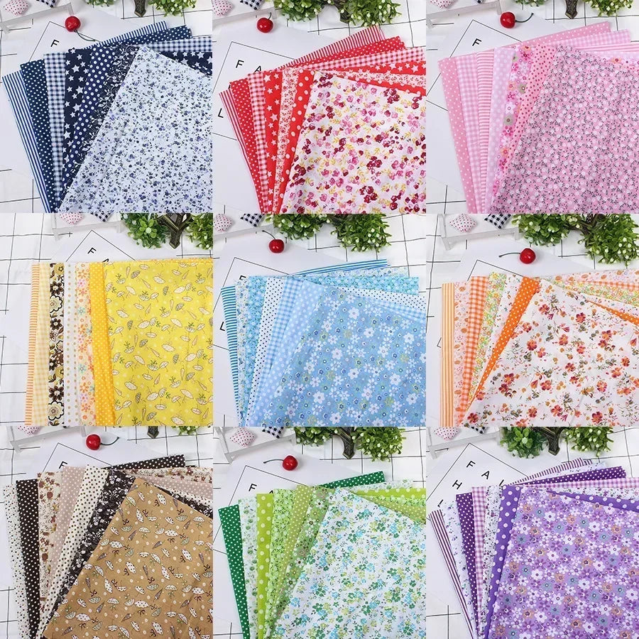 7 piece Printed Cotton Fabric for Sewing, Quilting Fabrics for Patchwork, Needlework, DIY Handmade Accessories, 25x25cm