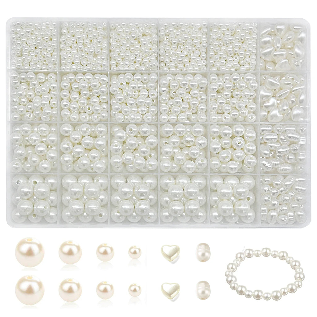 1610pcs Baroque Imitation Pearl Beads Jewelry Making Kit includes Heart Shape and Oval Pearl for Bracelet Necklace and Crafts Ma