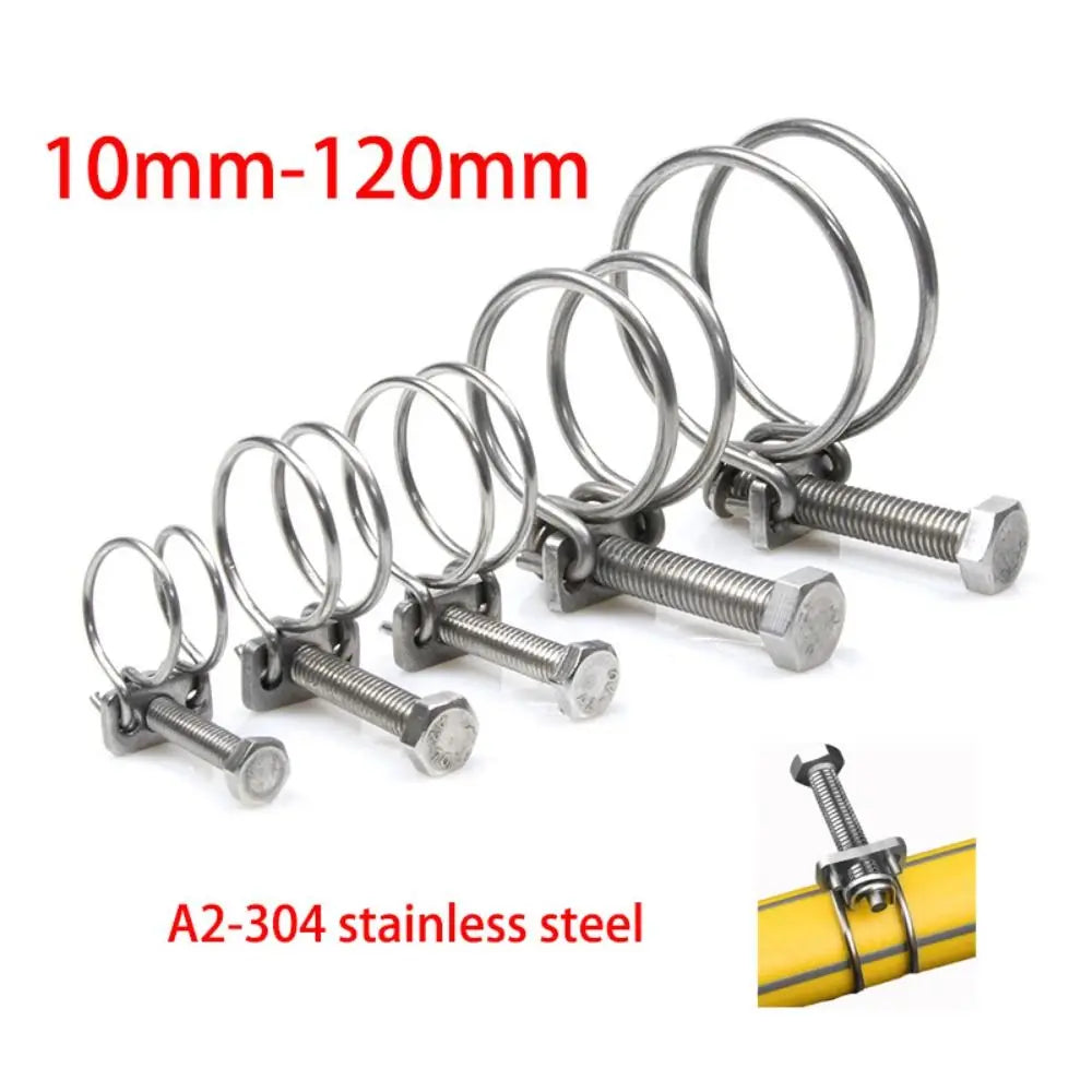 Koi car Hose Clamp Assortment Kit Fixed Pipe Clip Double Wire 304 Stainless Steel Pipe Hoop