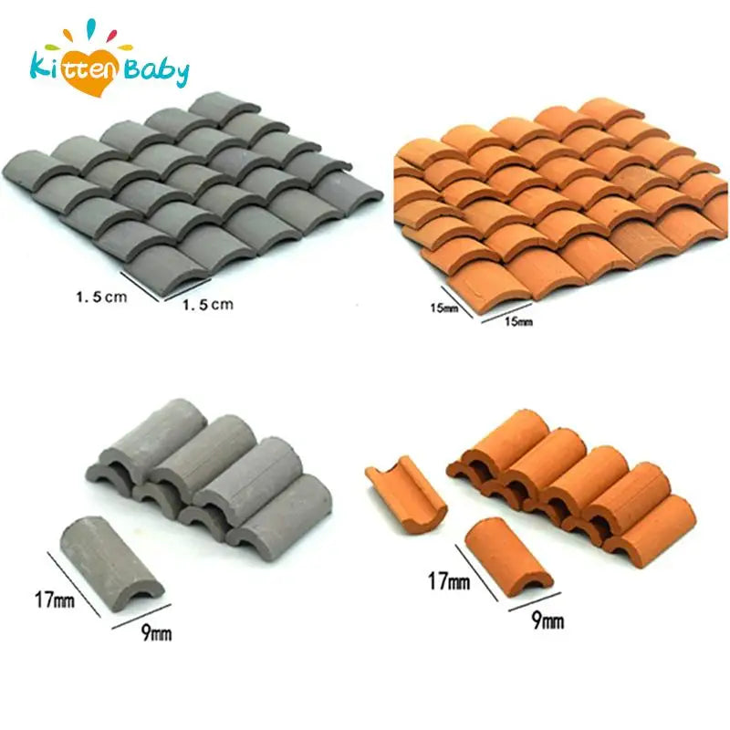 100 Pcs Roof Tiles Building Set Miniature Tiles Mini Dollhouse Shingles Fake Tile Dollhouse Kitchen Garden Accessories